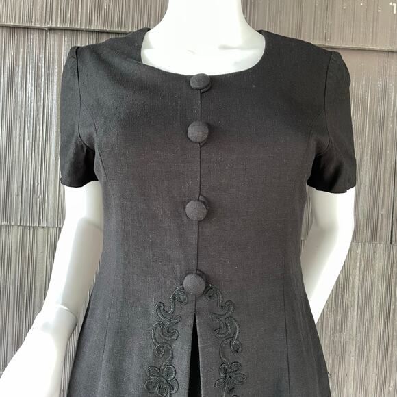 🔥Vintage Donna Ricco Linen Rayon Blend Embroidered Layered Mini Dress Size SP - Picture 3 of 16